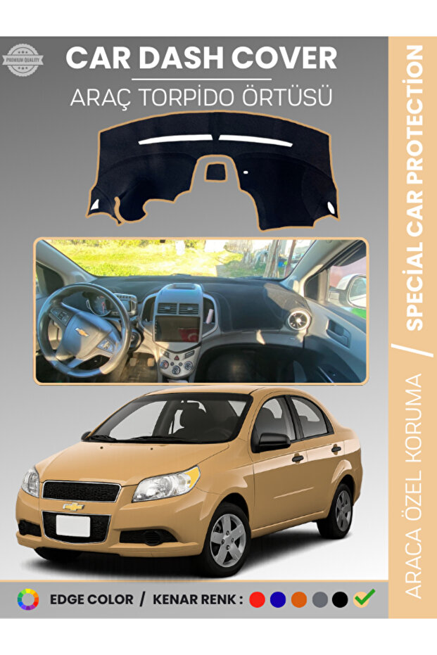 Chevrolet Aveo (2011-2020) Dashboard Cover Front Chest Dashboard Protection Full Fit Non-Slip Quick Installation