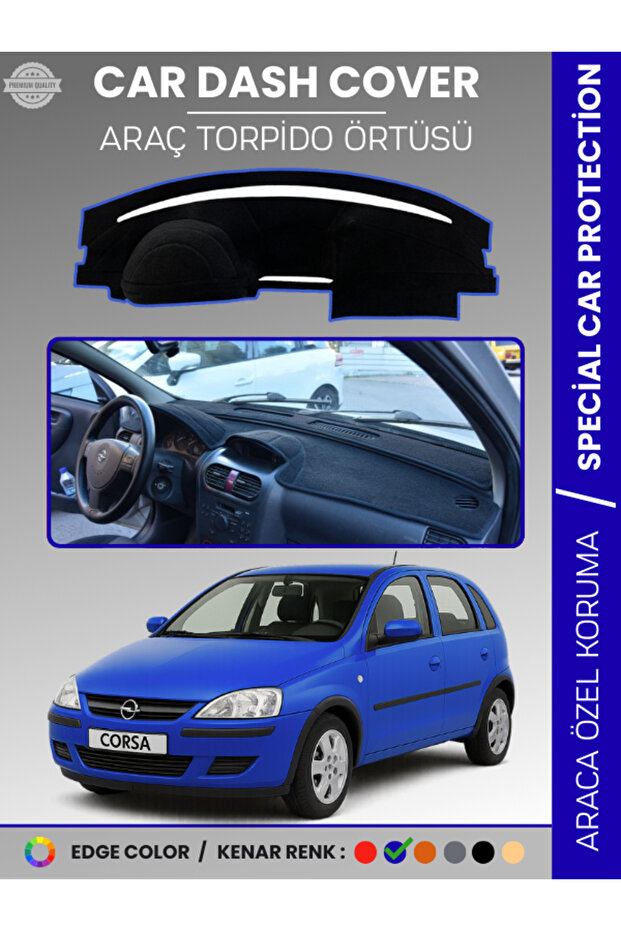 Opel Corsa C (2000-2006) Dashboard Cover Front Chest Rug Dashboard Protection Perfect Fit Non-Slip Custom Cut
