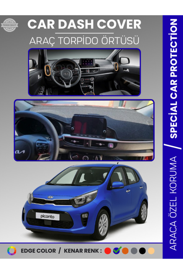 Kia Picanto (2017-2023) Dashboard Cover Panel Protection Dashboard Protection Perfect Fit Prevents Cracking Non-Slip