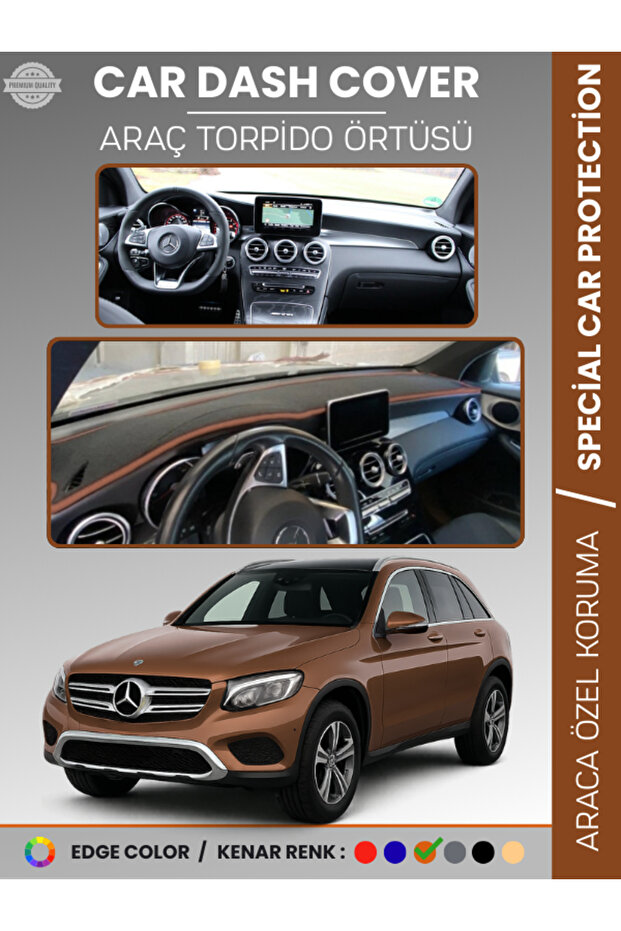 Mercedes Glc (2015-2020) Dashboard Cover Panel Protection Dashboard Protection Full Fit Prevents Cracking Non-Slip