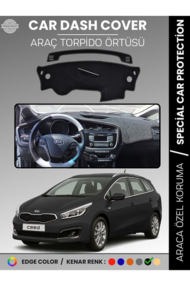 Kia Ceed (2013-2019) Dashboard Cover Front Panel Dashboard Protection Full Fit Full Fit K Non-Slip Easy Installation