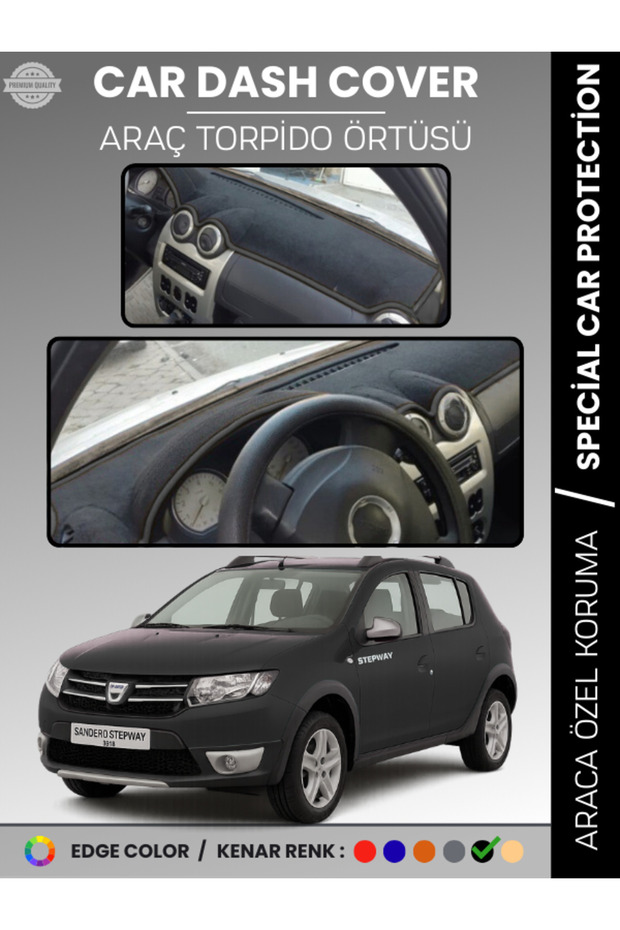 Dacia Sandero Stepway (2010-2015) Dashboard Cover Front Chest Protection Full Fit Non-Slip Easy Installation