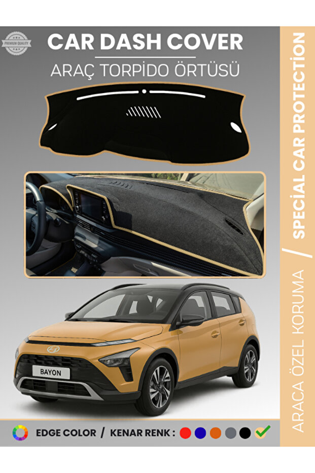 Hyundai̇ Bayon (2020+) Dashboard Cover Panel Protection Vehicle-Specific Uv Protector K Non-Slip Quick Installation