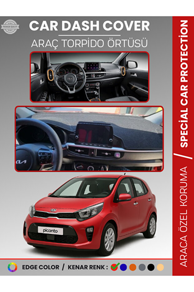 Kia Picanto (2017-2023) Dashboard Cover Panel Protection Dashboard Protection Perfect Fit Prevents Cracking Non-Slip