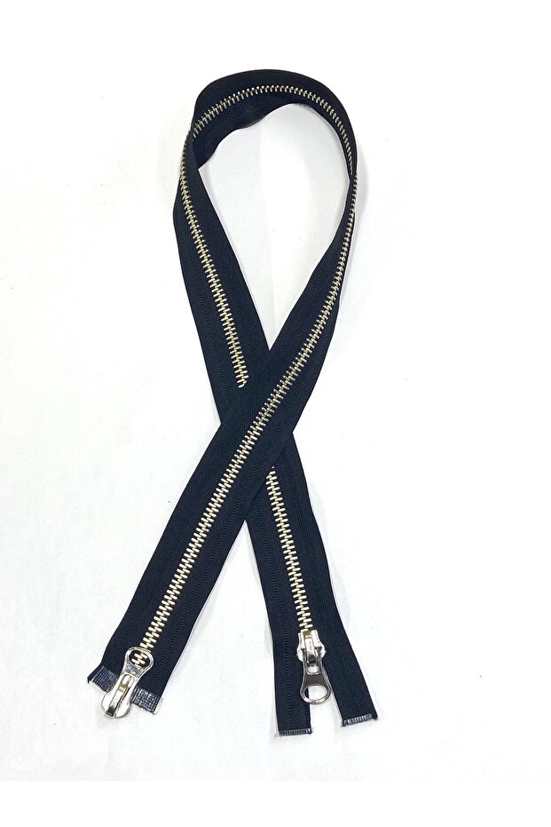 Iron Tooth Coat Hanger Zipper / 77 cm / Black / Silver Tooth / No 8 Thick Tooth