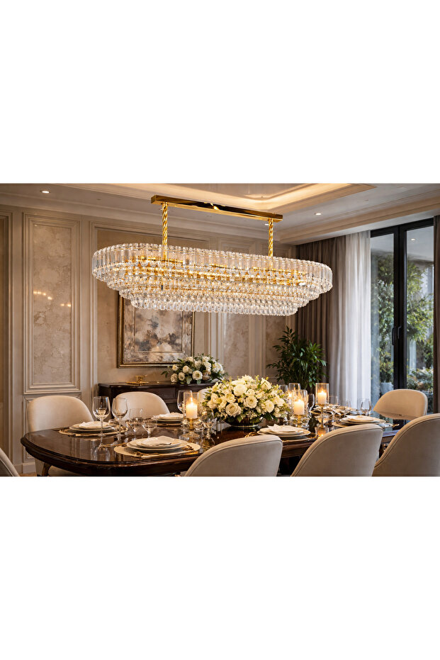 rectangular crystal chandelier - 2