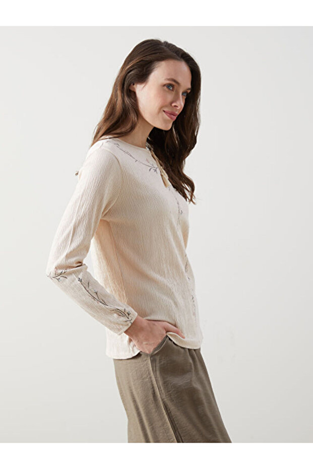 Women's Blouse with Tie-Down Collar Flower