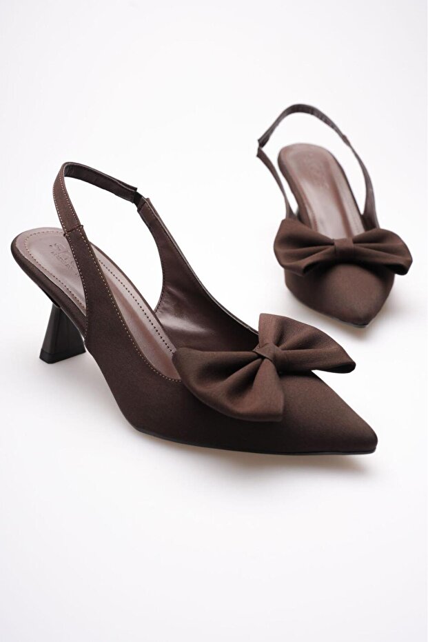 Women's Evening Dress with Fabric Bow and Open Back, Daily Comfortable Heeled Shoes