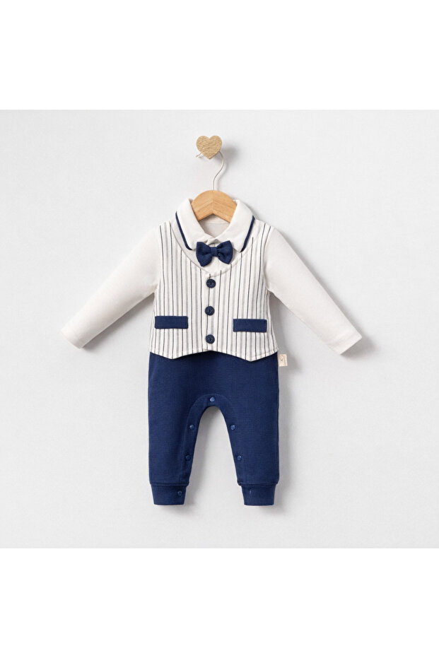 Stylish Bow Tie Baby Boy Romper – Striped Vest Detailed Newborn Baby Romper 0-3 / 3-6 / 6-9 Months