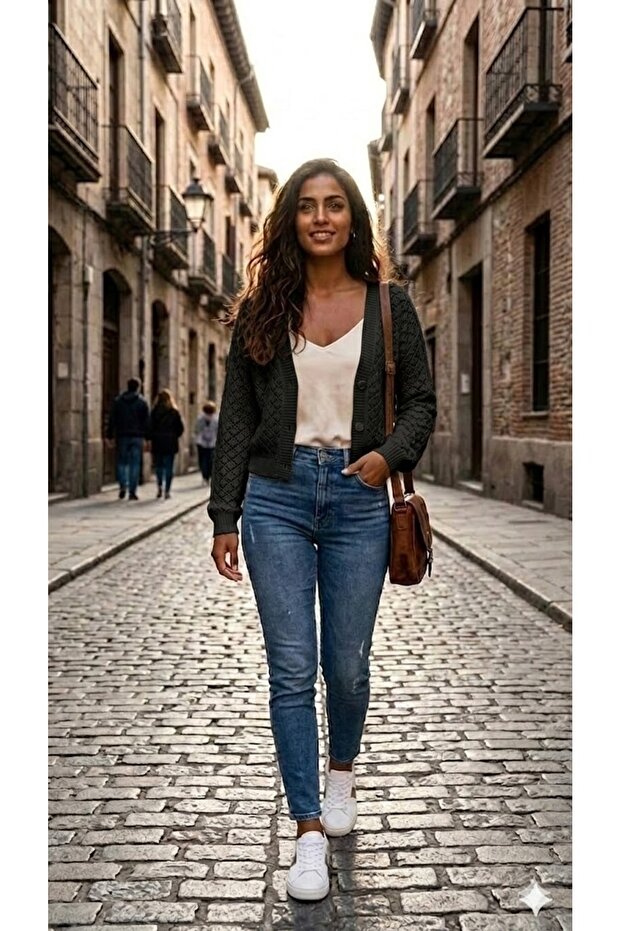 Ajurlu Triko Hırka - 3