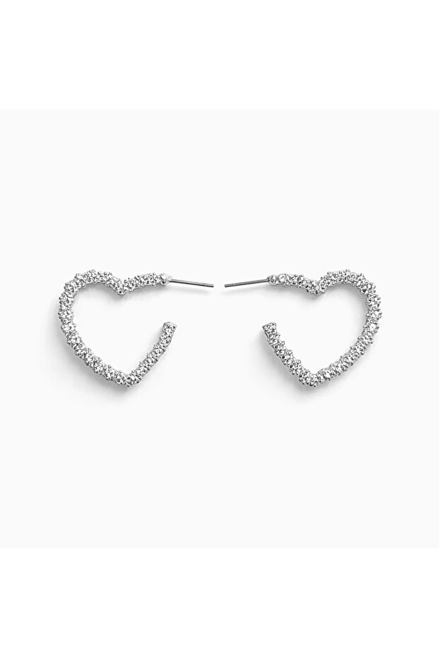 Zonara Heart Framed Silver Color Sparkling Earrings