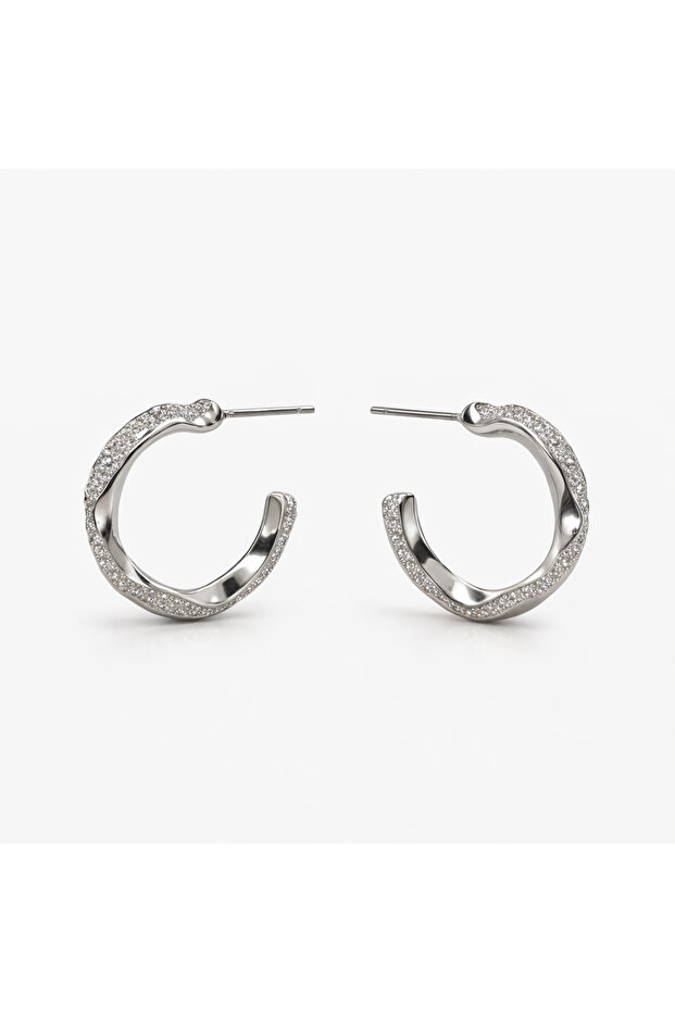Zalea Silver Spiral Design Zircon Stone Stylish Luxury Bijouterie Earrings
