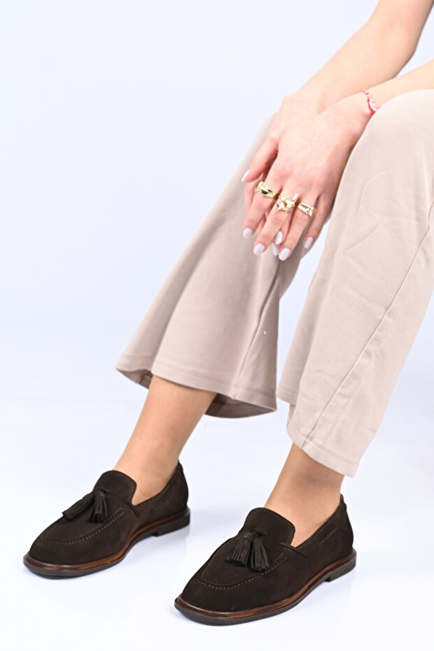Laceless Tasseled Jurdan Taban Genuine Leather Loafers 332-26175 Women's Shoes