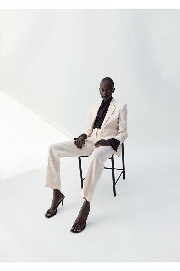 Keten blazer ceket - 7