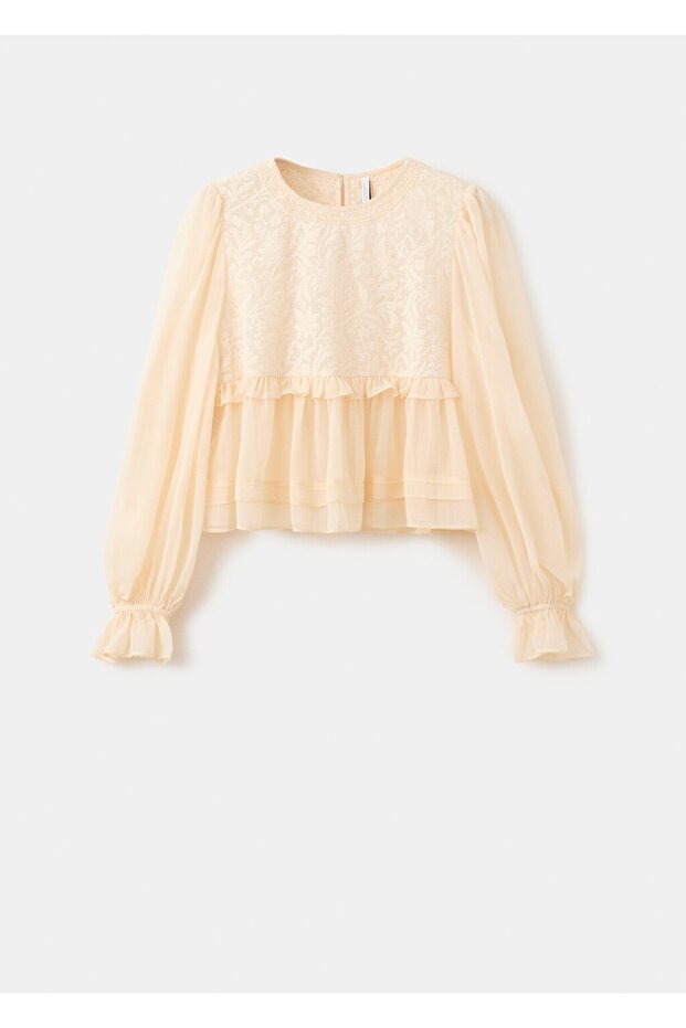 Dantelli kontrast gömlek - 3