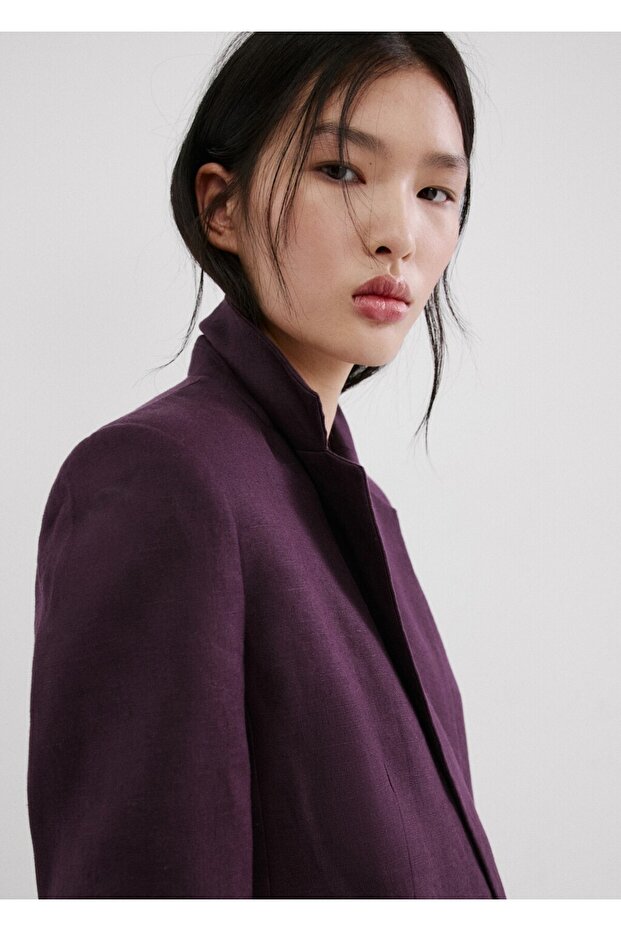 Keten blazer ceket - 6