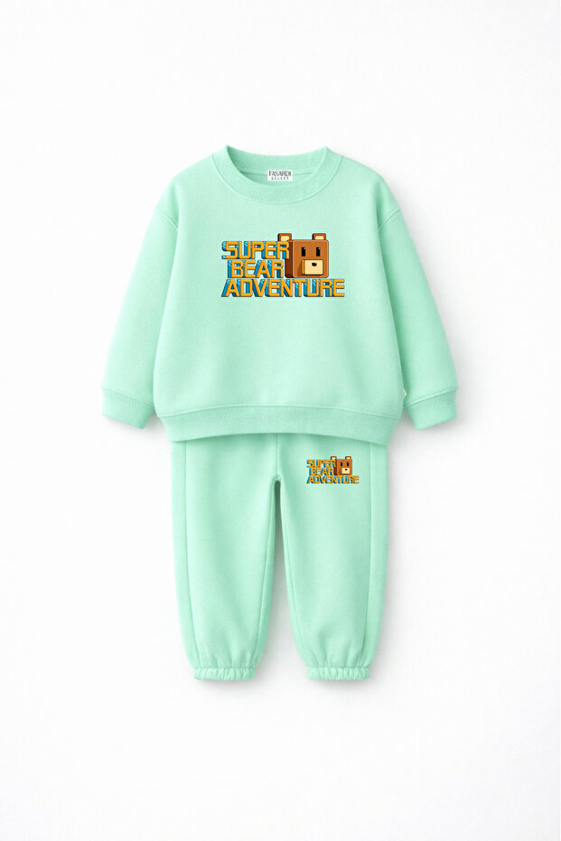 Super Bear Adventure Super Bear Printed Oversize Unisex Children's Tracksuit Set
