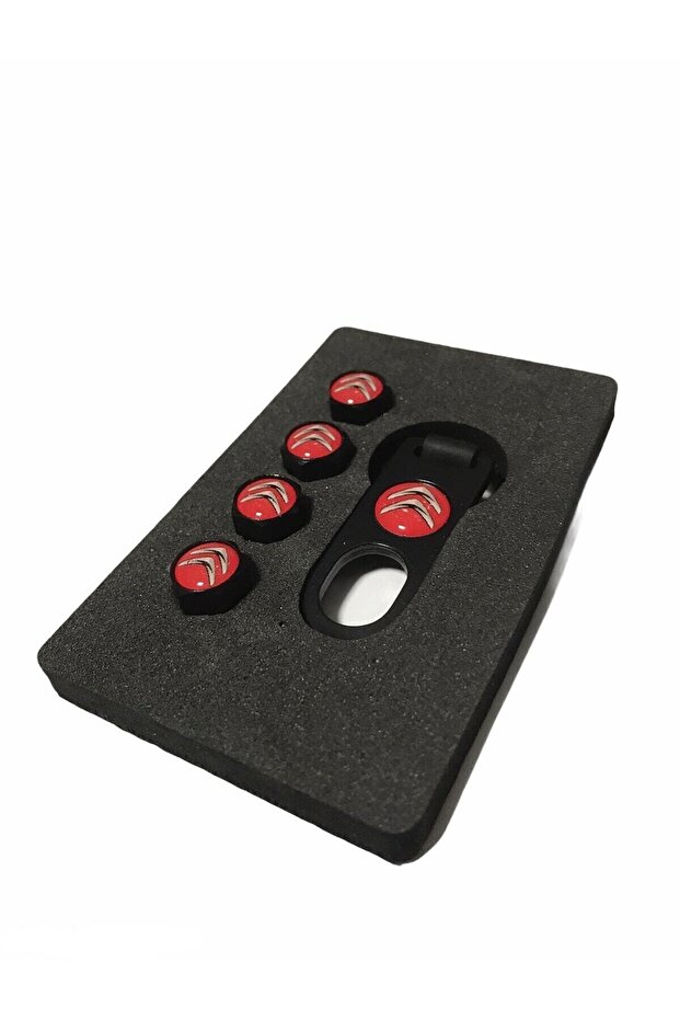 Citröen Plastic Valve and Plastic Keychain Set