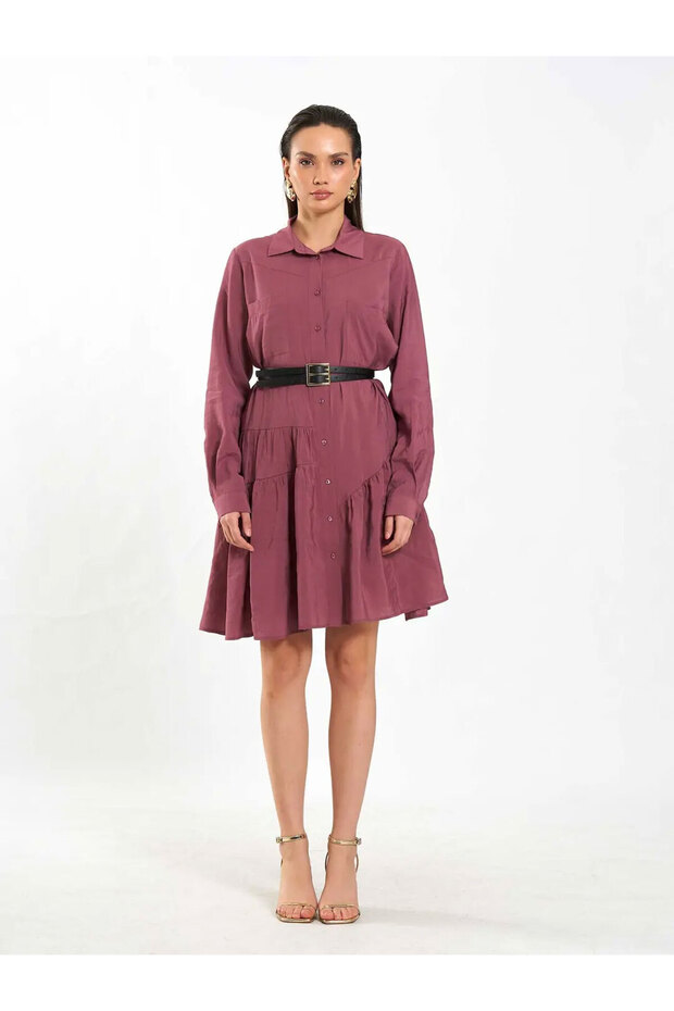Belt Pcs Ruffled Asymmetrical Dress 111703