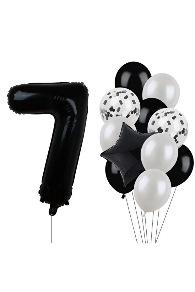 Black Number Foil and Latex Balloon Set Age 7