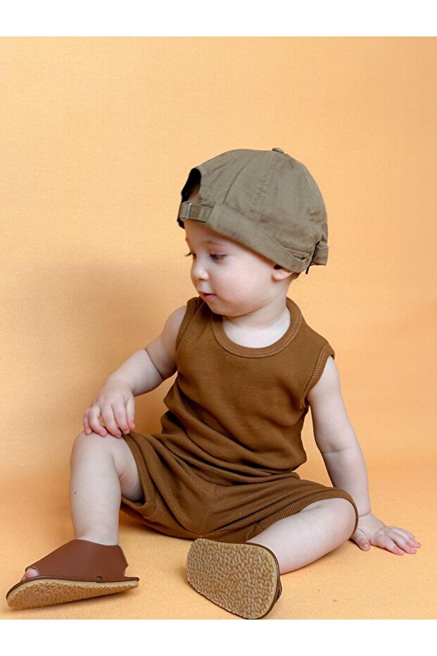 Brown Zero Sleeve Shorts Set - 6