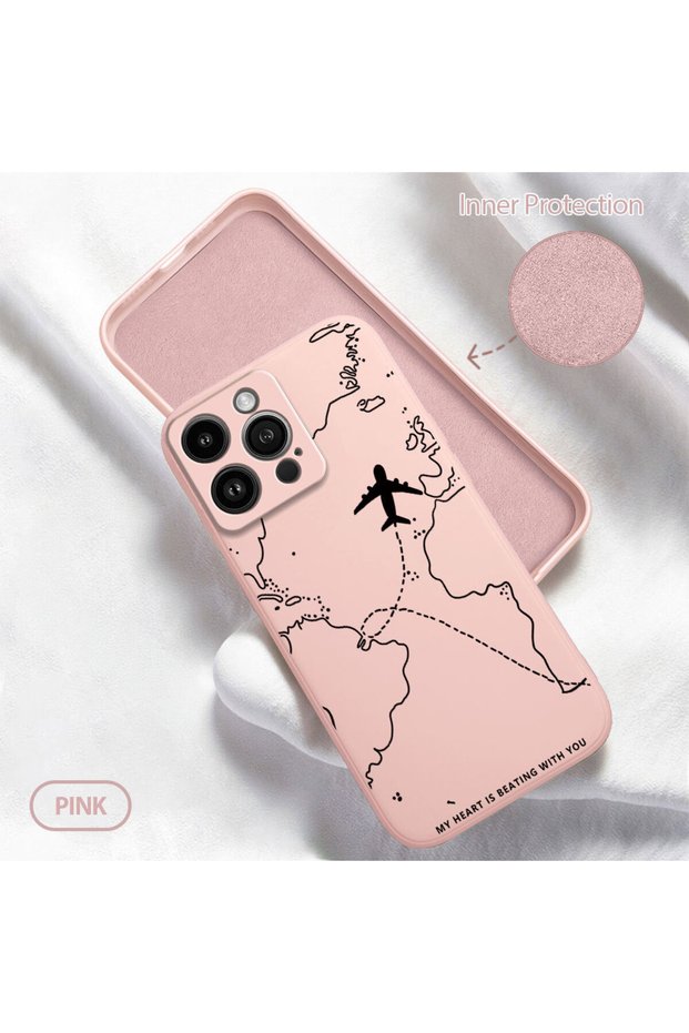 iPhone 14 Pro Max Compatible Soft Silicone Phone Case with Flight Pattern and Velvet Camera Protections