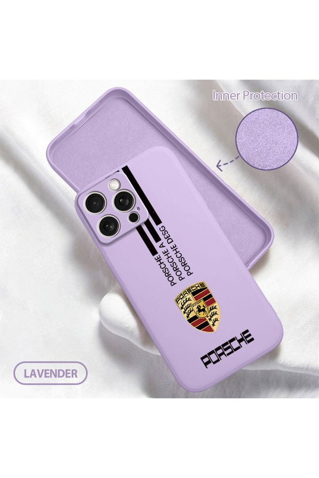 iPhone 15 Pro Max Compatible Soft Silicone Phone Case with Velvet Camera Protections Porsche Pattern