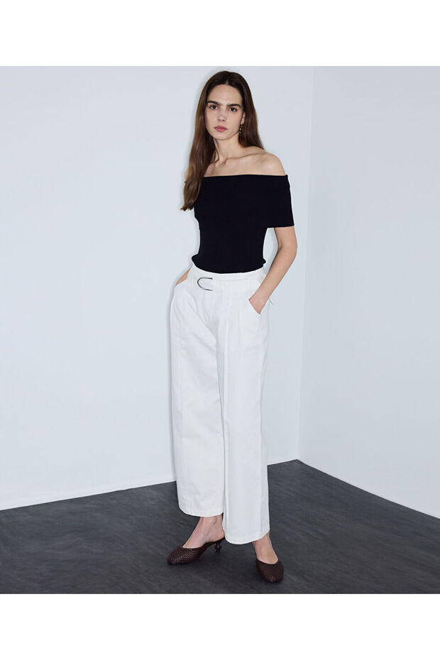 Kemerli non denim pantolon