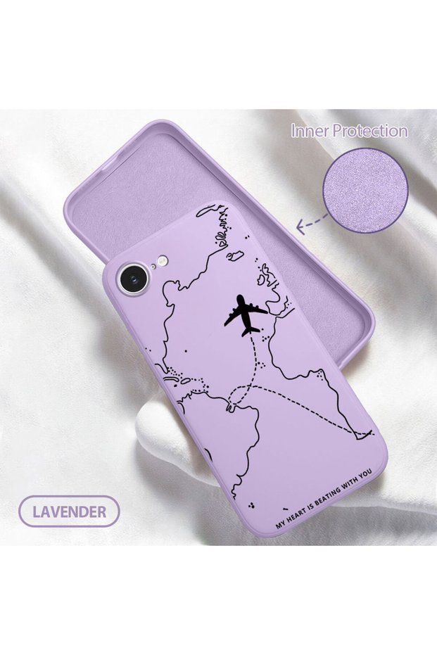 iPhone 17E Compatible Soft Silicone Phone Case with Velvet Inside and Camera Protection, Airplane Pattern