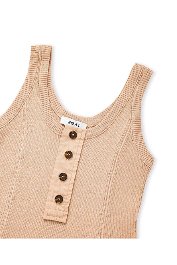 Kontrast düğmeli triko - 2