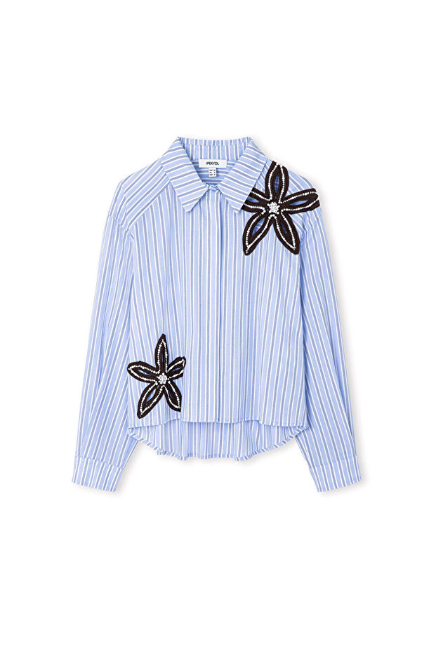 Aplikeli cutout gömlek - 1