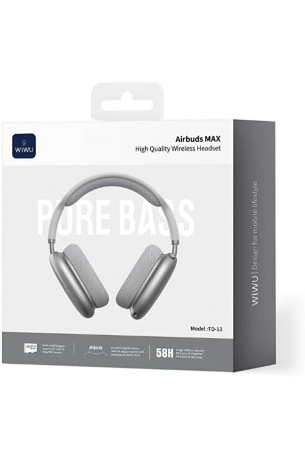 Airbuds MAX Headset TD-13, Bluetooth 6.0 Over-Ear Headphones with 58H Playtime, TF Card Slot,
