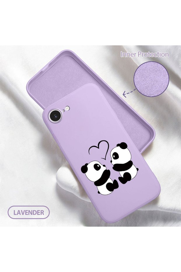 iPhone 17E Compatible Soft Silicone Phone Case with Velvet Inside and Camera Protection, Panda Pattern