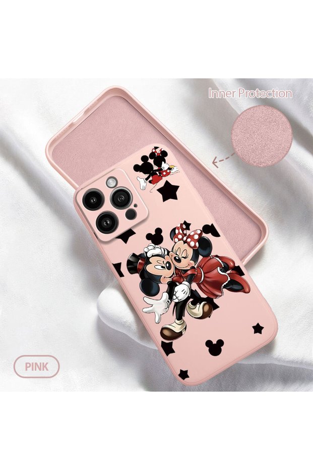 iPhone 14 Pro Max Compatible Soft Silicone Phone Case with Velvet Camera Protections Mickey Pattern