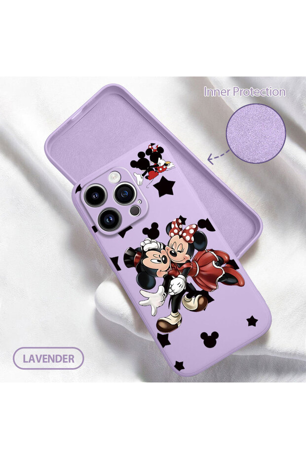 iPhone 14 Pro Compatible Soft Silicone Phone Case with Velvet Camera Protections, Mickey Pattern