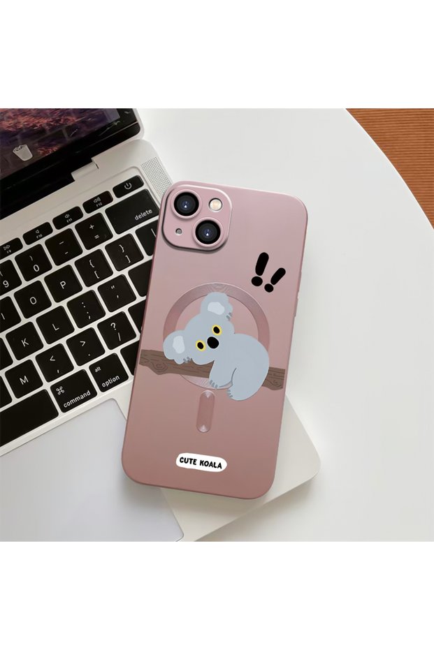iPhone 15 Compatible Transparent Magsafe Wireless Soft Silicone Phone Case Koala Pattern