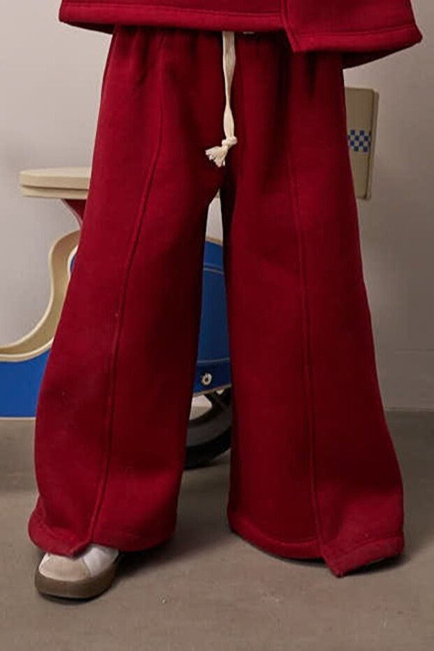 Wide Leg Sweatpants with Stitching Detail