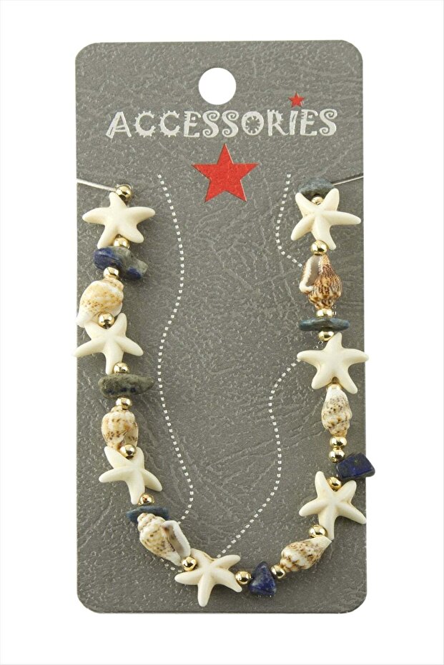 Sea Star Seashell Broken Natural Stone Anklet