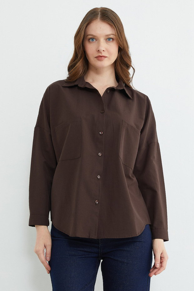 Basic Çift Cepli Gömlek - 4