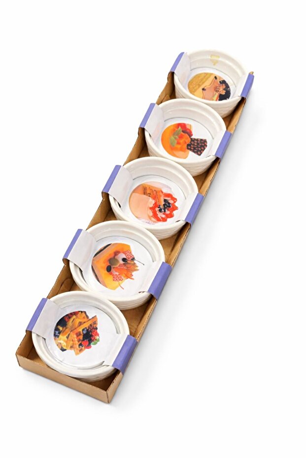 5 Mini Ceramic Set – Dessert, Sauce & Dip Bowls مجموعة أوعية سيراميك صغيرة – للحلويات والصلصات