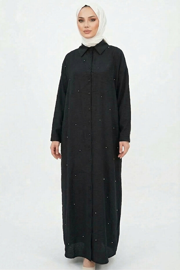 Metal Accessory Detail Safari Shirt Dress 707 Black