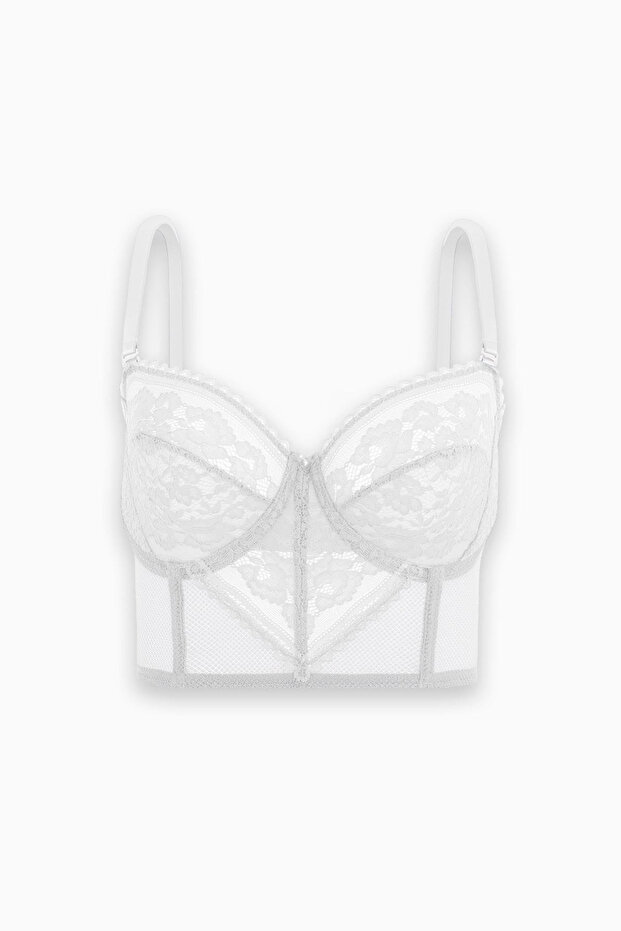 Lace Piece Bustier Bra - Without Pads - Fashion - 2500 - Ecru