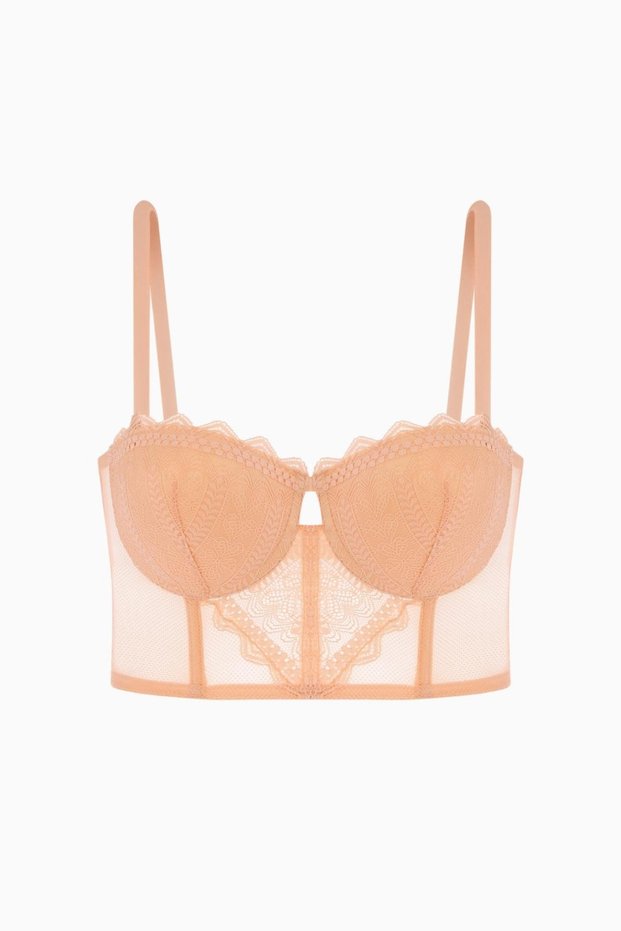 Rosali Lace Bustier Bra - Soft Push Up, Padded - Fashion - 2501 - Melon Color