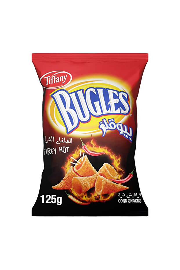 Bugles Fiery Hot Crunchy Corn Cone Chips Big Sharing Bag (125g)