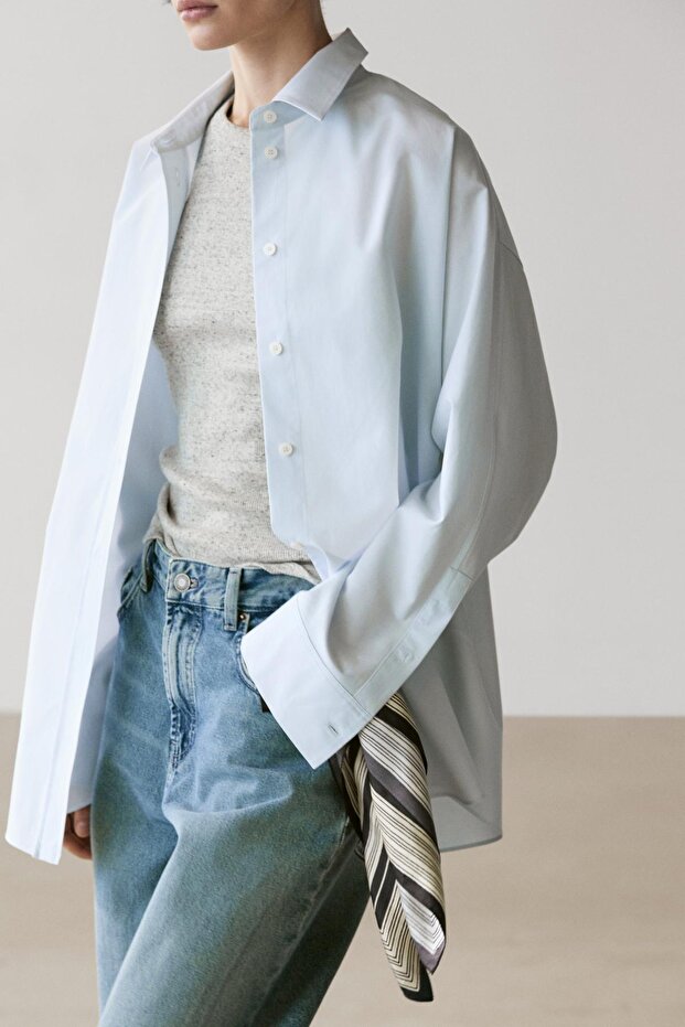 Poplin pamuklu gömlek - 3