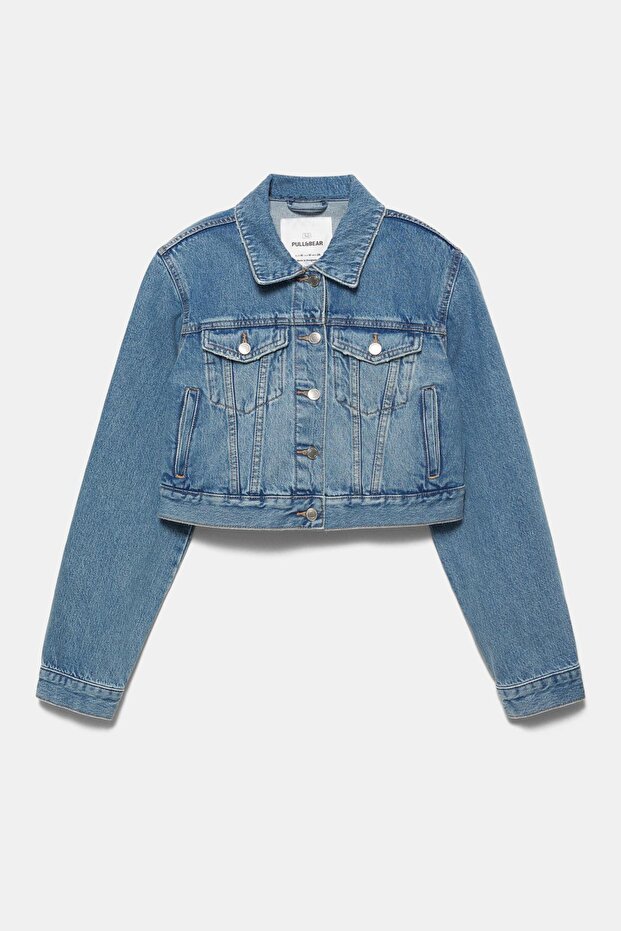 Crop denim ceket - 7