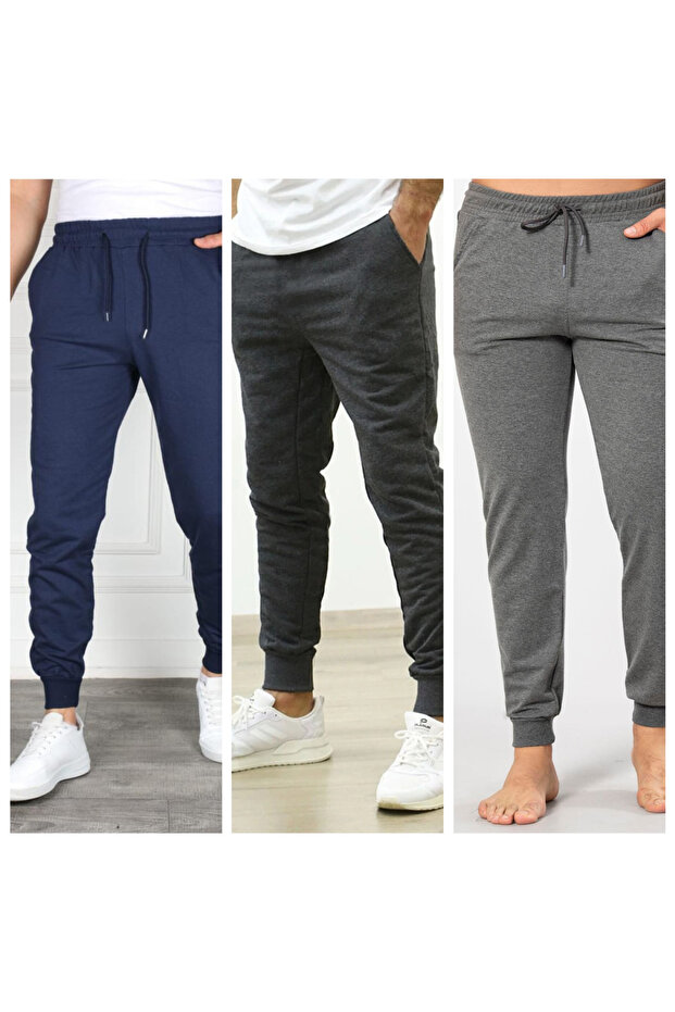 3-Piece Men's Ribbed Leg Relaxed Fit Sweatpants (Regenerated Fabric)