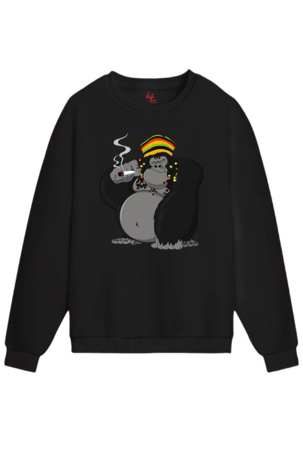 Smoky Gorilla – Rasta Style Design Sweatshirt - Hoodie (Optional)