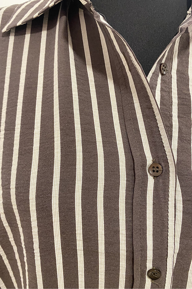 Oversize Striped Modal Shirt - 3