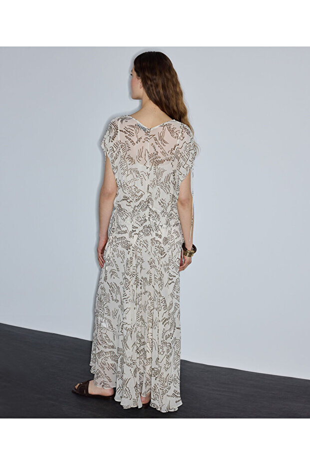 Desenli viskoz elbise - 4